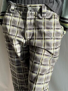 Oakley Plaid Cargo Pants 32x31 Grey Yellow Y2K Techwear Golf Skate